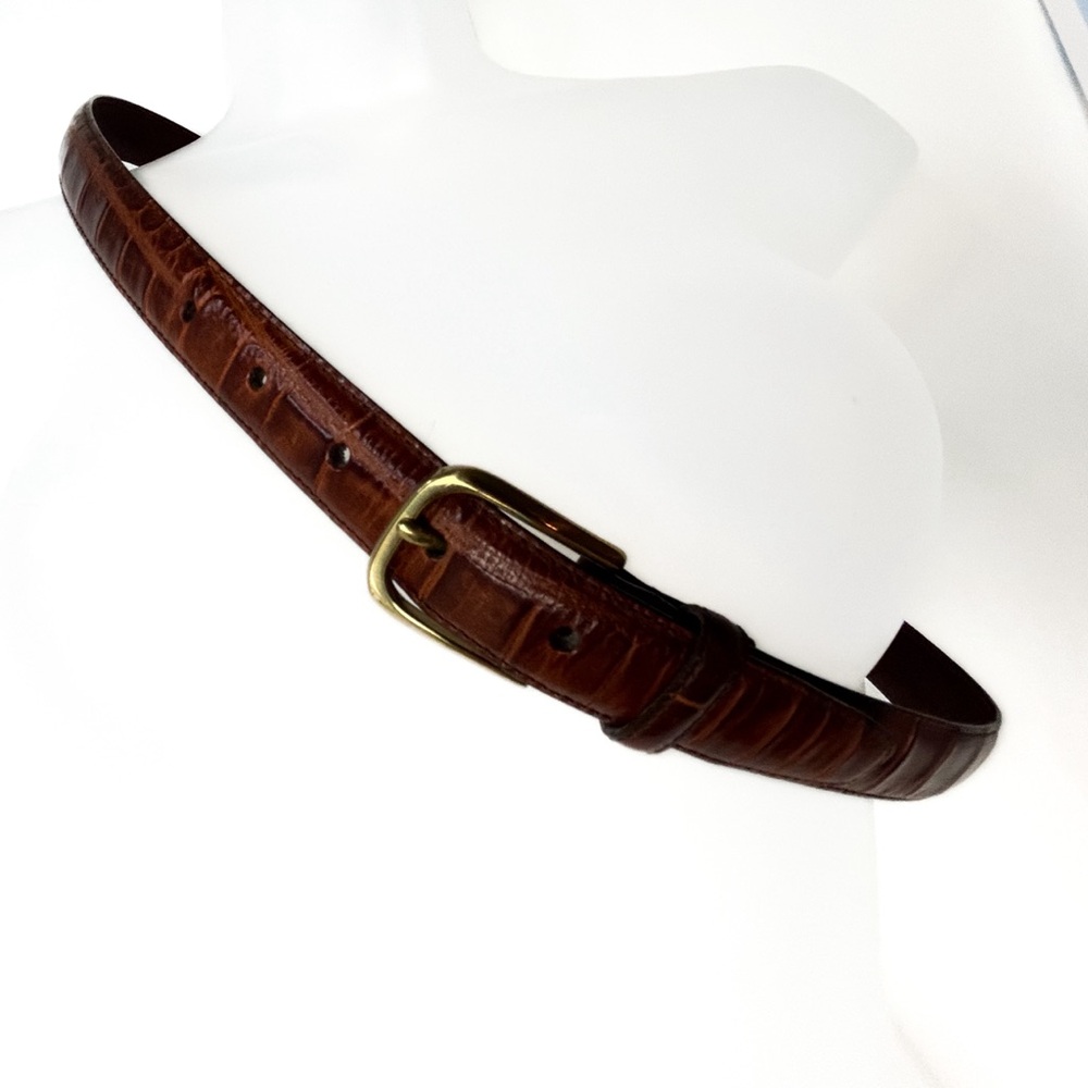 Vintage Brighton Brown Snakeskin‎ Pattern Leather Belt 36